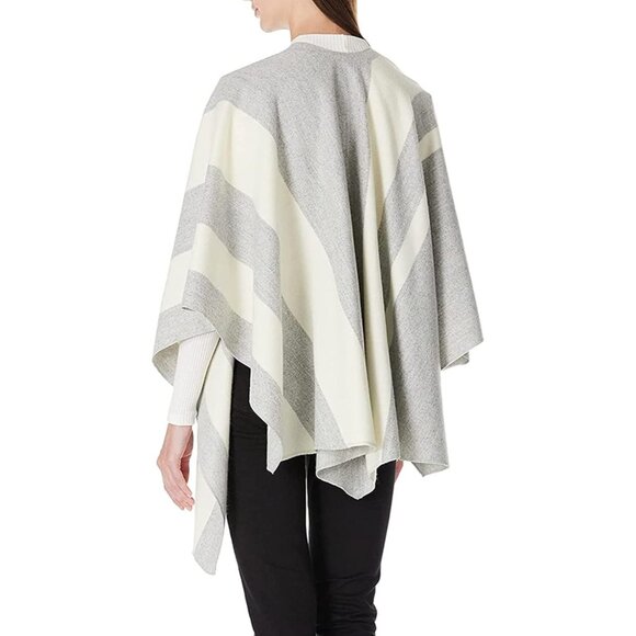 Women Shawl Wrap Poncho Ruana Cape Open Front Cardigan Fall Winter Whisper Grey - Picture 4 of 6